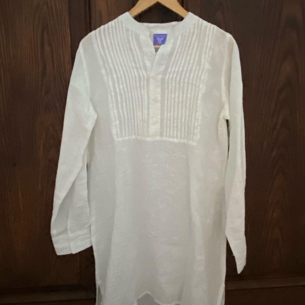 Pine Cone Hill Cream Long Sleeve Pintuck Button-Front Tunic
